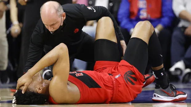 Raptors’ Barnes ruled out of Game 2 against 76ers, wore walking boot Monday morning